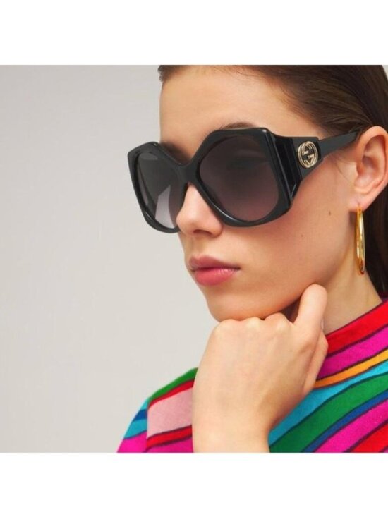 Gucci GG0875S 001 Sunglasses Black Square Frame, Grey Lenses main image 5